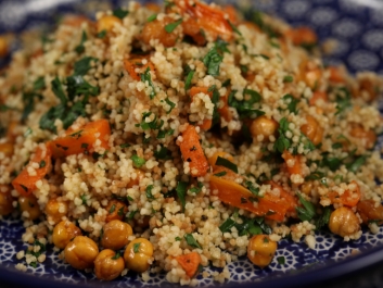 Cusc&uacute;s con garbanzos y zanahorias