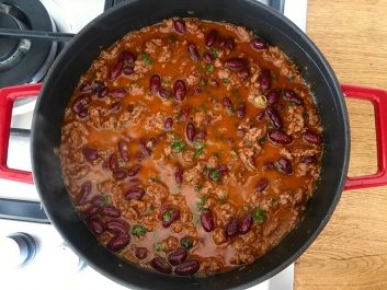 Curry de carne picada con alubias rojas