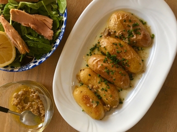 Baked Potatoes with Anchovy, Garlic, and Lemon Dressing