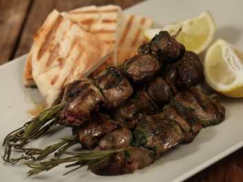 Grilled Chicken Livers on Rosemary Skewers