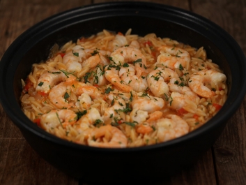 Orzo con gambas