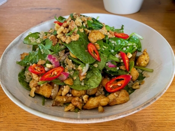 Spinach Salad with Chicken, Walnuts and Quinoa