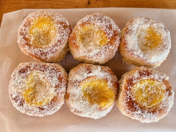 Skolebrod - Norwegian School Bread with Vanilla Cream and Coconut