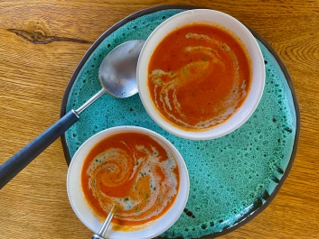 Roasted Pepper Cream Soup with Ricotta