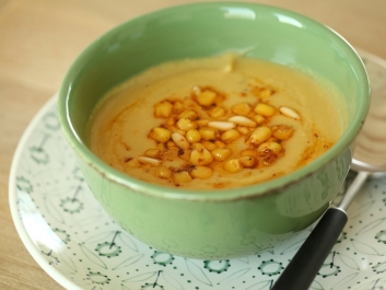 Lentil Cream Soup with Lemon and Corn