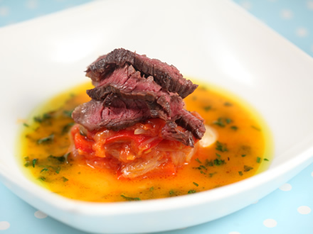 Reteta Steak onglet cu piperade